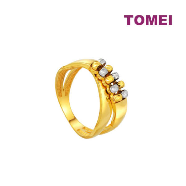 TOMEI Lusso Italia Dual-Tone Beads Ring, Yellow Gold 916