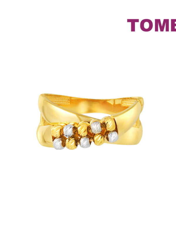 TOMEI Lusso Italia Dual-Tone Beads Ring, Yellow Gold 916