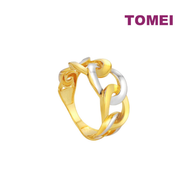 TOMEI Lusso Italia Dual-Tone Linked Ring, Yellow Gold 916