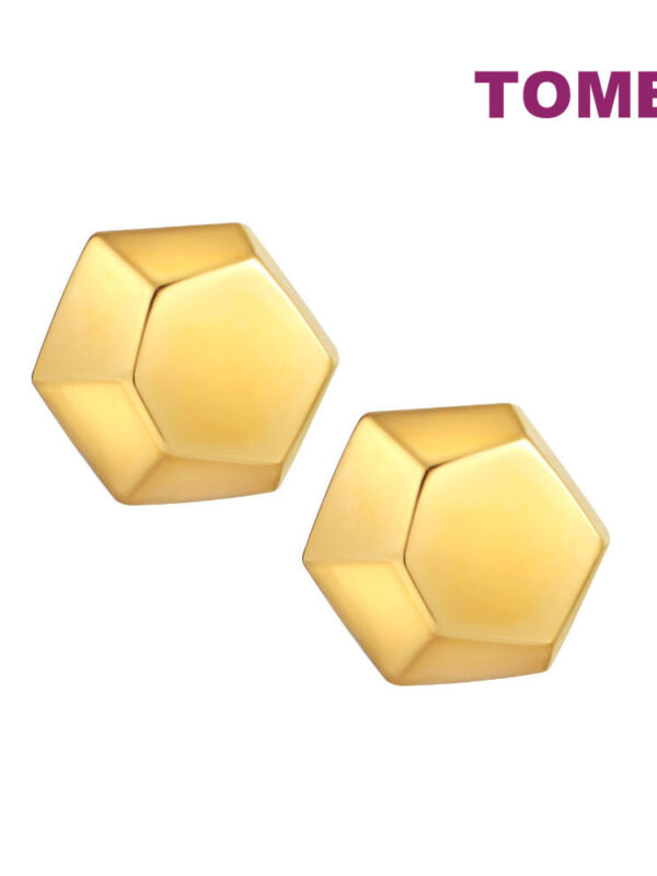 TOMEI Lusso Italia Hexagon Stud Earrings, Yellow Gold 916