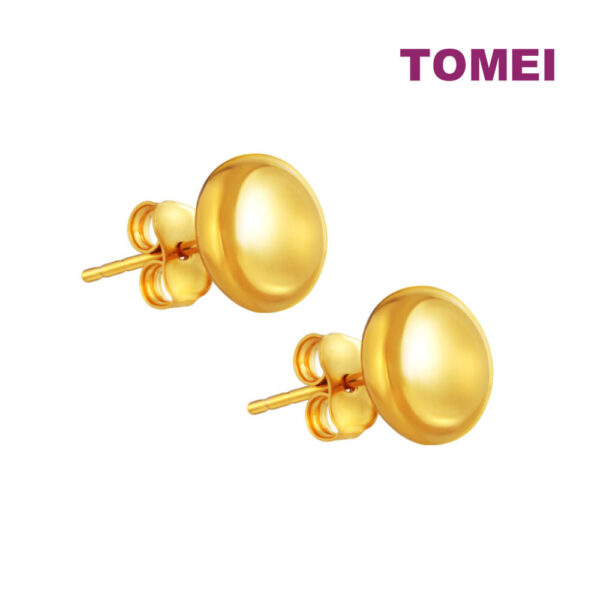 TOMEI Lusso Italia Classic Round Stud Earrings, Yellow Gold 916
