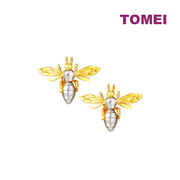 TOMEI Lusso Italia Dual-Tone Bee Earrings, Yellow Gold 916