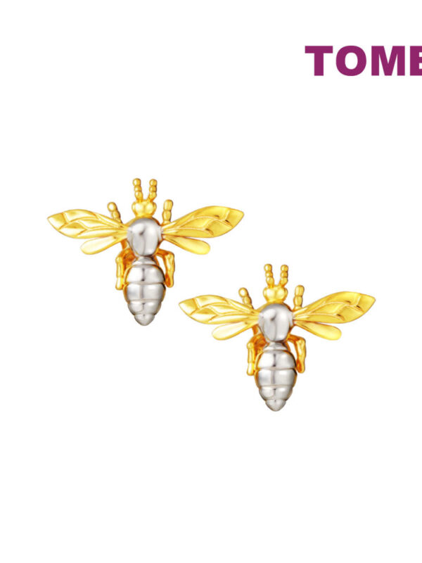 TOMEI Lusso Italia Dual-Tone Bee Earrings, Yellow Gold 916