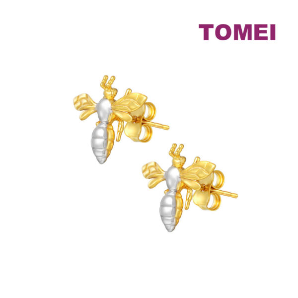 TOMEI Lusso Italia Dual-Tone Bee Earrings, Yellow Gold 916