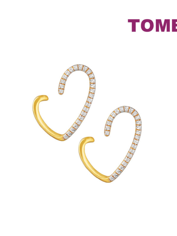 TOMEI Diamond Cut Collection Love Earrings, Yellow Gold 916
