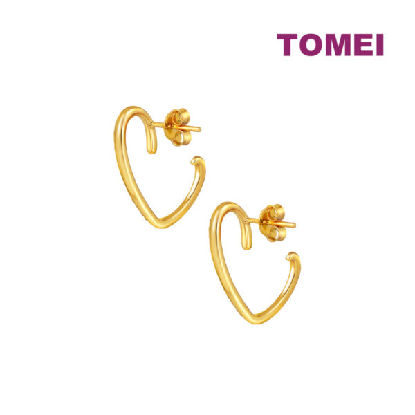 TOMEI Diamond Cut Collection Love Earrings, Yellow Gold 916