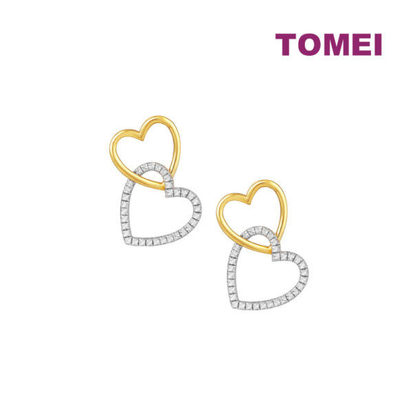 TOMEI Diamond Cut Collection Dangling Love Earrings, Yellow Gold 916