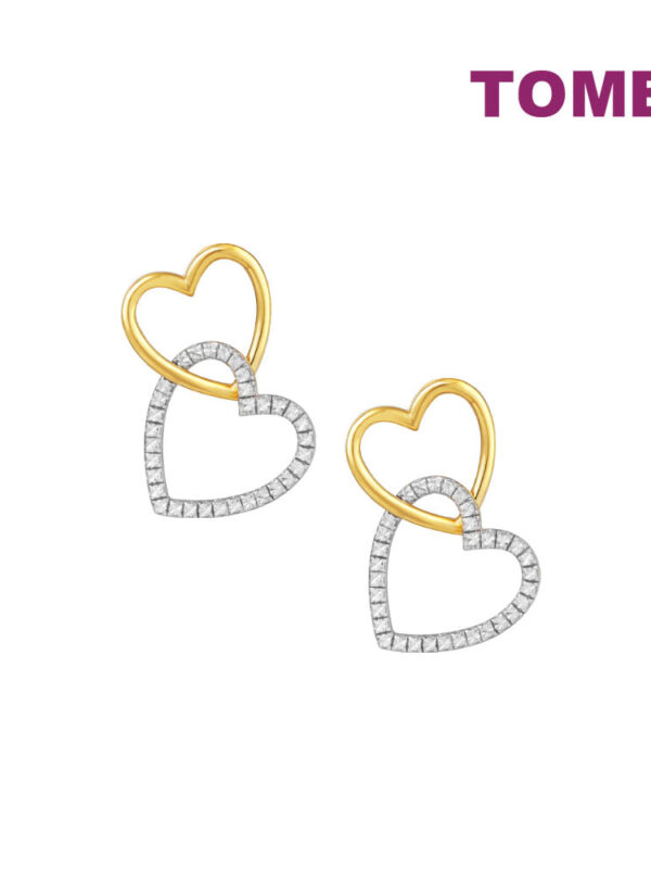 TOMEI Diamond Cut Collection Dangling Love Earrings, Yellow Gold 916