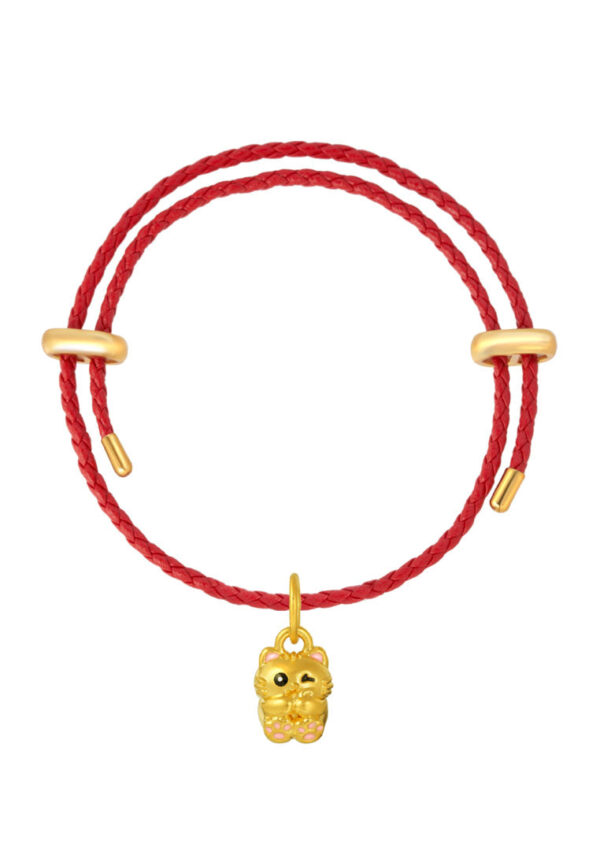 TOMEI Pink Ear Cat Charm, Yellow Gold 999 (5D)