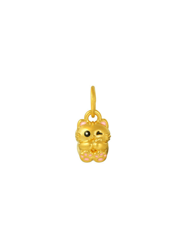 TOMEI Pink Ear Cat Charm, Yellow Gold 999 (5D)