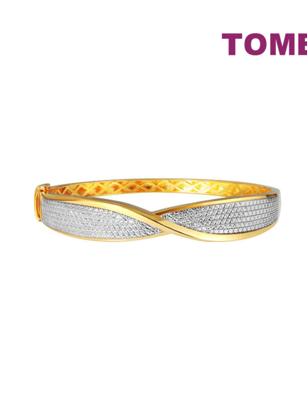 TOMEI Diamond Cut Collection Criss-Cross Bangle, Yellow Gold 916