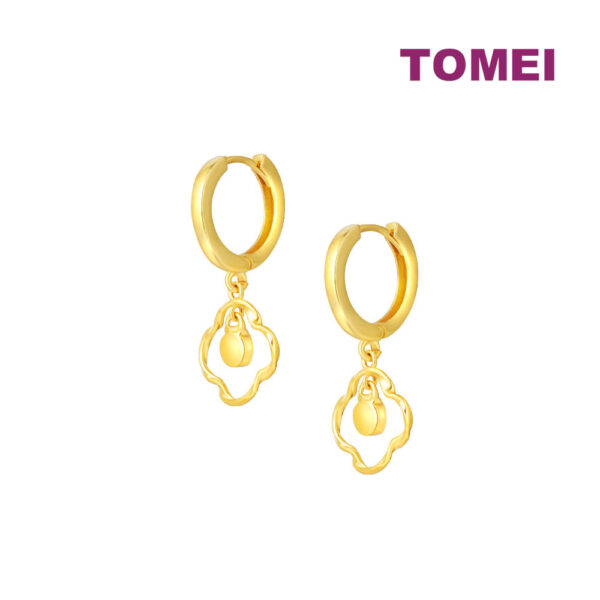 TOMEI Lusso Italia Dangling Clover Earrings, Yellow Gold 916