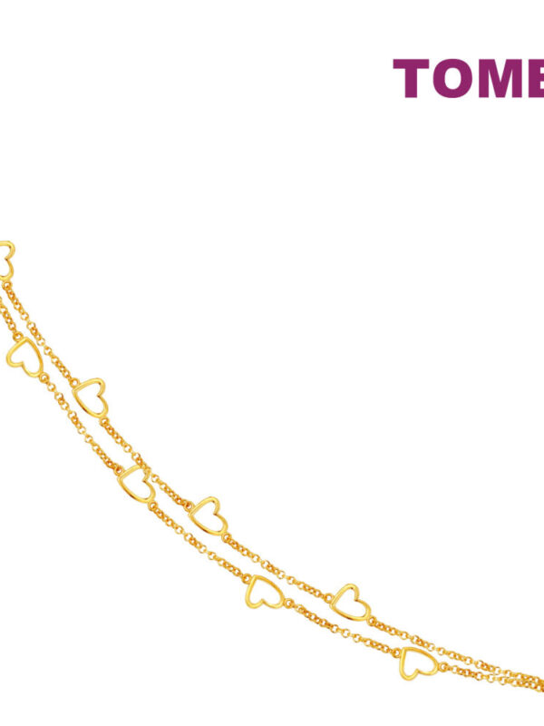 TOMEI Double Strands Heart Bracelet, Yellow Gold 916