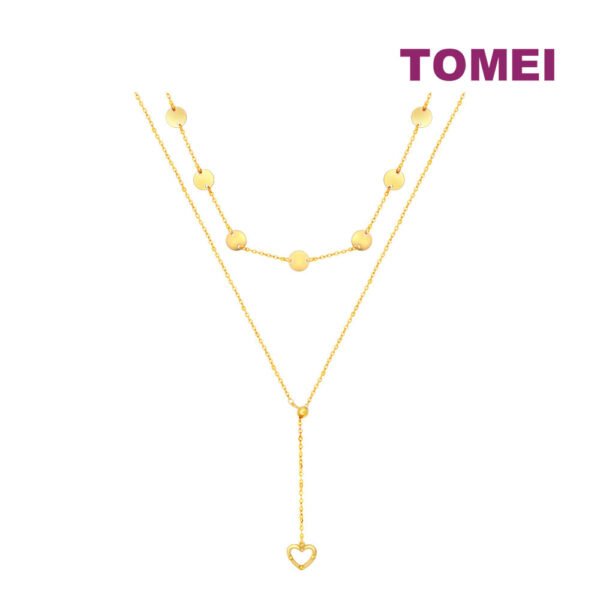 TOMEI Lusso Italia Dual-Layer Heart Necklace, Yellow Gold 916
