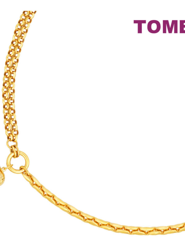 TOMEI Lusso Italia Dual-Tone Dangling Heart Bracelet, Yellow Gold 916
