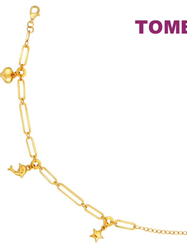 TOMEI Lusso Italia Dolphin & Star Bracelet, Yellow Gold 916