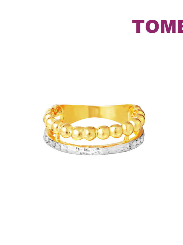 TOMEI Dual-Tone Ring With Beads, Yellow Gold 916