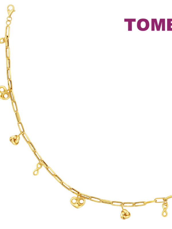 TOMEI Lusso Italia Infinity Love & Knot Anklet, Yellow Gold 916