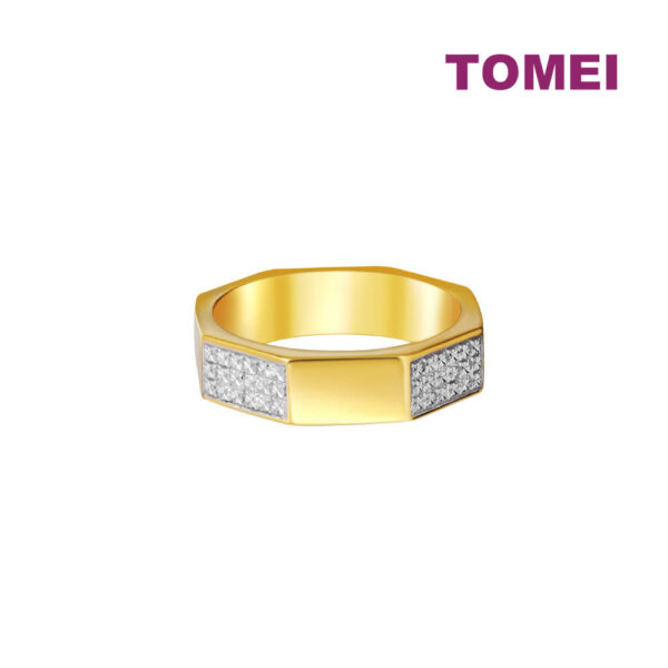 TOMEI Diamond Cut Collection Octagon Ring, Yellow Gold 916
