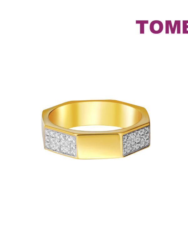 TOMEI Diamond Cut Collection Octagon Ring, Yellow Gold 916