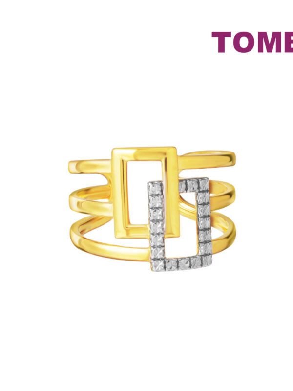 TOMEI Diamond Cut Collection Geometrical Ring, Yellow Gold 916
