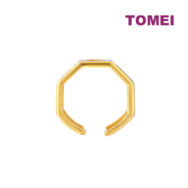 TOMEI Diamond Cut Collection Rectangle Wide Ring, Yellow Gold 916