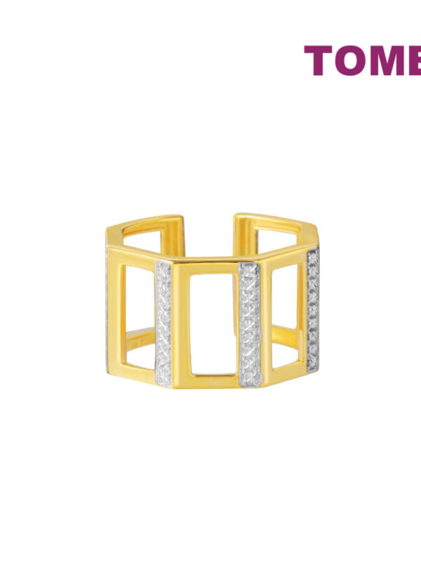 TOMEI Diamond Cut Collection Rectangle Wide Ring, Yellow Gold 916