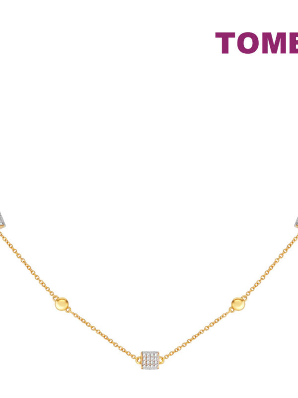 TOMEI Diamond Cut Collection Necklace With Cube, Yellow Gold 916
