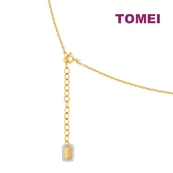 TOMEI Diamond Cut Collection Necklace With Cube, Yellow Gold 916