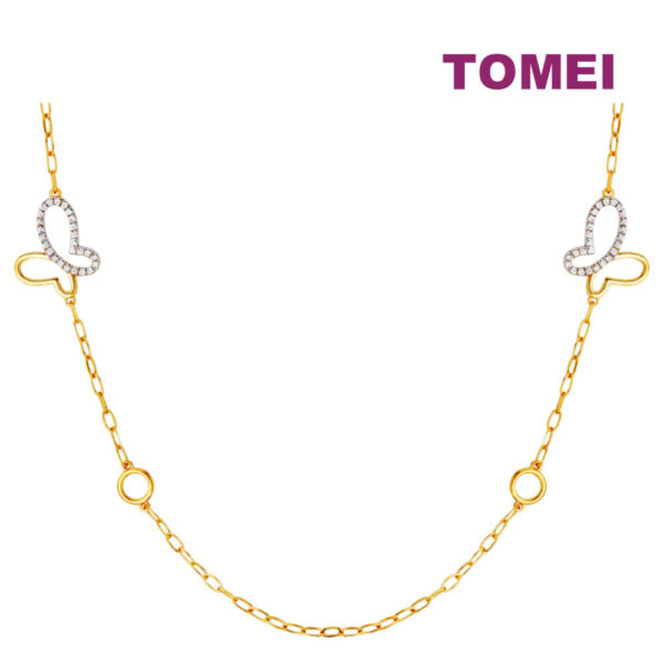 TOMEI Diamond Cut Collection Butterfly Necklace, Yellow Gold 916