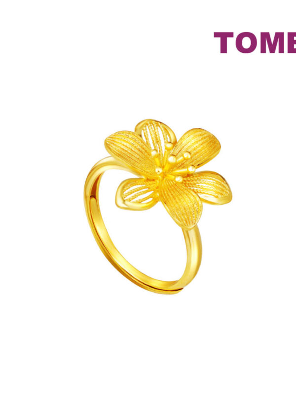 TOMEI Blooming Flower Ring, Yellow Gold 999