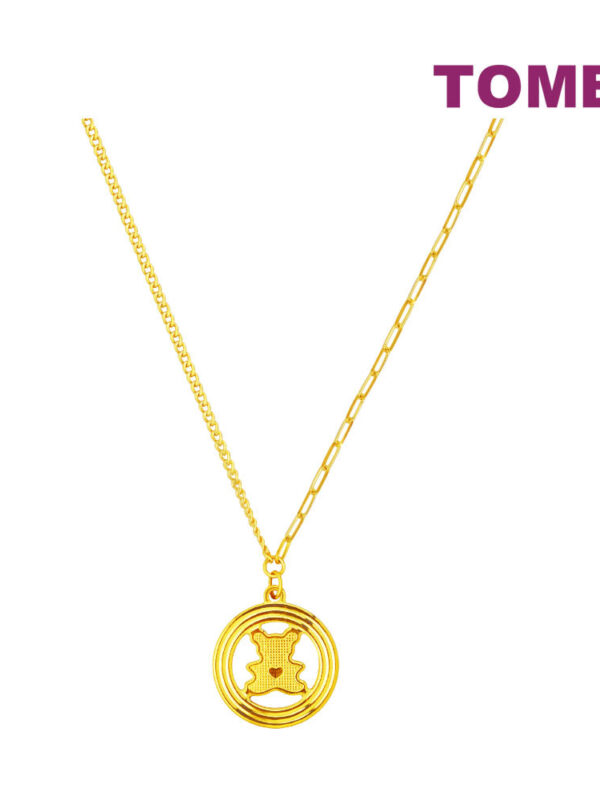 TOMEI Bear In Love Necklace, Yellow Gold 999