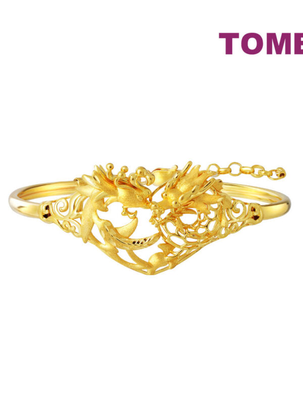 TOMEI Dragon and Phoenix Bangle, Yellow Gold 916