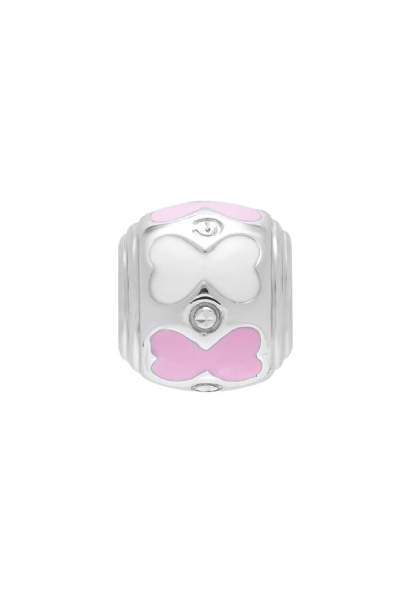 TOMEI Pink & White Ribbon Charm, White Gold 585