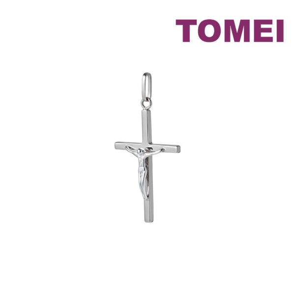 TOMEI Jesus Cross Pendant, White Gold 750