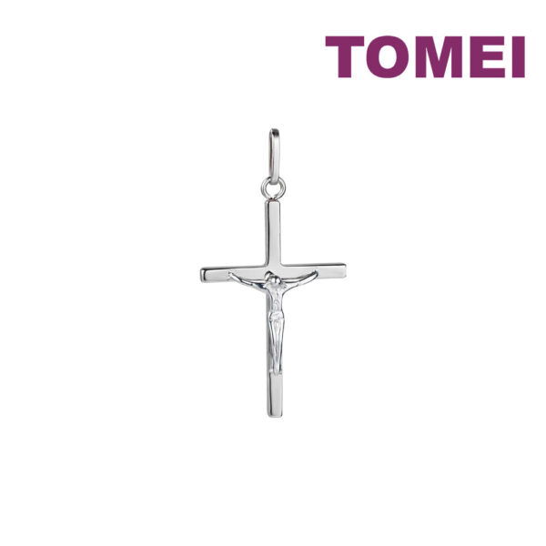 TOMEI Jesus Cross Pendant, White Gold 750