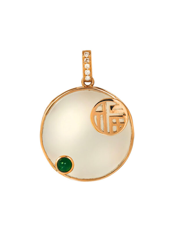 TOMEI Nephrite Collection Pendant, Rose Gold 750