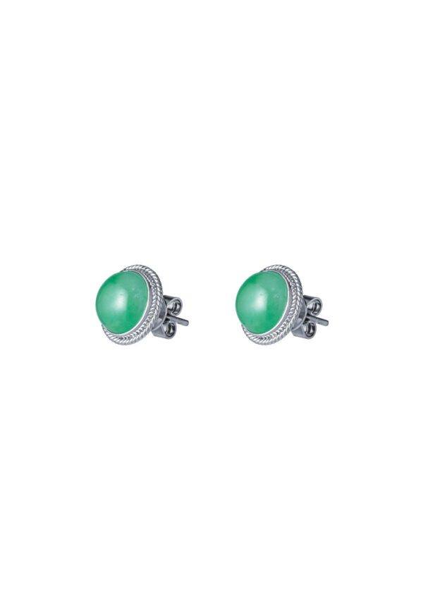TOMEI Green Jade Circular Earrings, White Gold 750