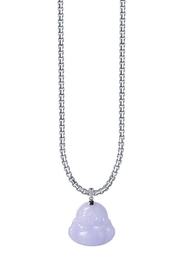 TOMEI Lilac Jade Buddha Pendant, White Gold 750