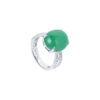 TOMEI Elliptical Jade Diamond Ring, White/Yellow Gold 750