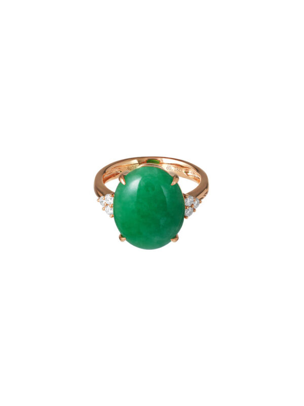 TOMEI Elliptical Jade Diamond Ring, White Gold 750