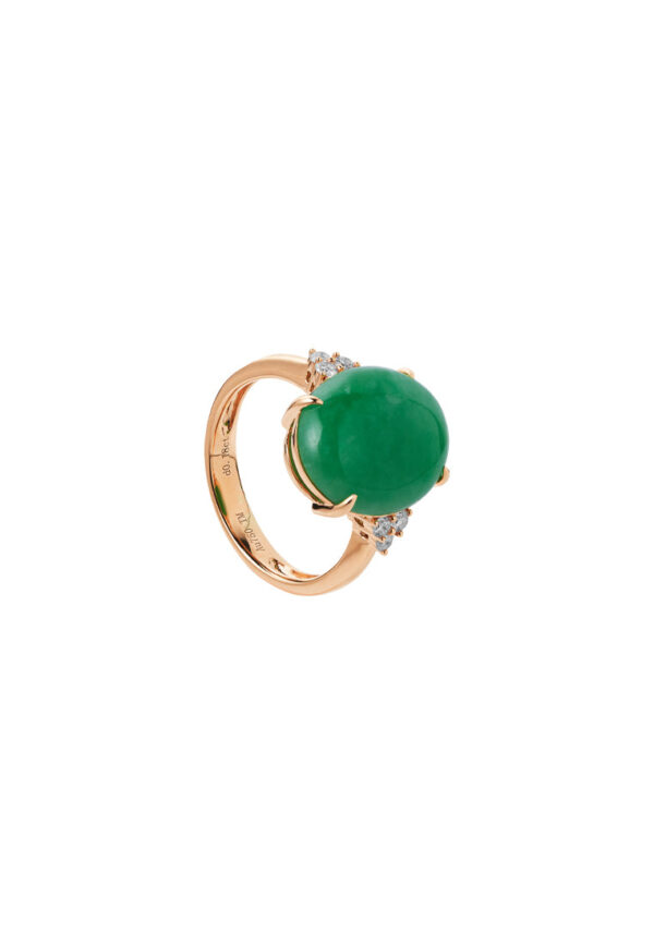 TOMEI Elliptical Jade Diamond Ring, White Gold 750