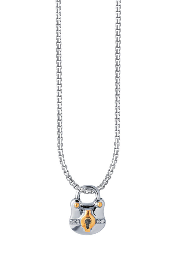 TOMEI Love Lock Collection Yellow Beary Pendant, White Gold 750