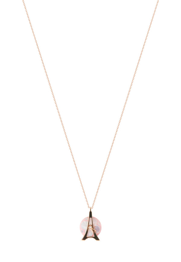 TOMEI Je t'aime Revolving Love Eiffel Tower Diamond Necklace 为爱钻动套链, Rose Gold 750