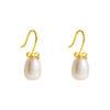 TOMEI Lovely Bow Tie Pearl Earrings, Yellow Gold 585