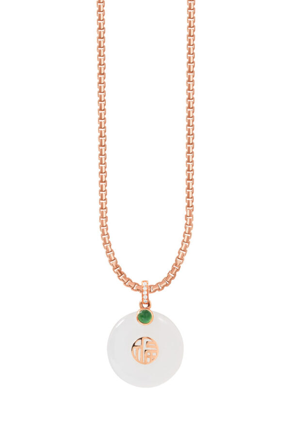 TOMEI Nephrite Collection Pendant, Rose Gold 750