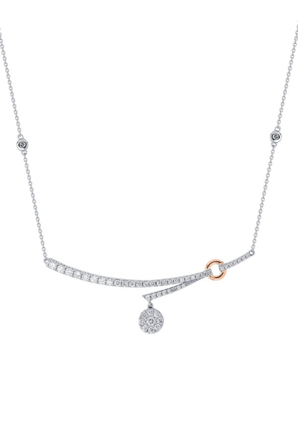 TOMEI Diamond Necklace, White+Rose Gold 750