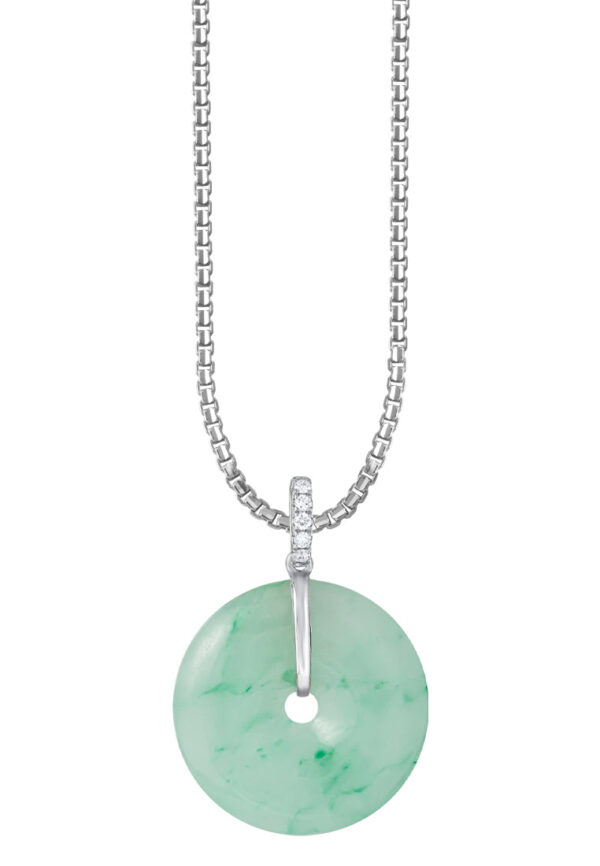 TOMEI Circle Of Compleness Jade Pendant, White/Yellow Gold 750