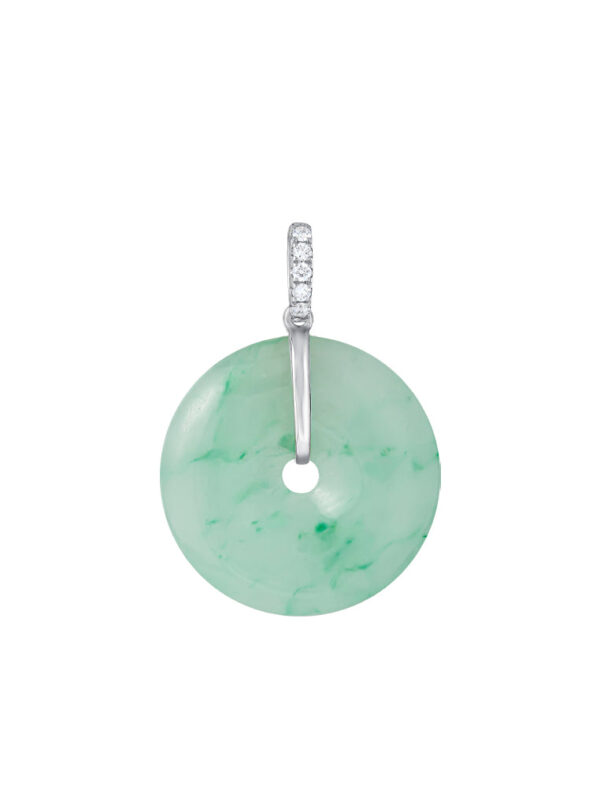 TOMEI Circle Of Compleness Jade Pendant, White/Yellow Gold 750