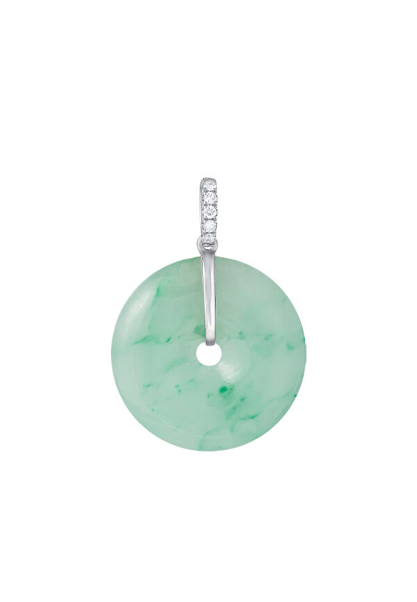 TOMEI Circle Of Compleness Jade Pendant, White/Yellow Gold 750